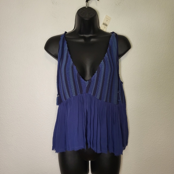 NWT Anthropologie Akemi + Kin Baka Tassel Pleated Tie Shoulder Tank size XSmall - Picture 1 of 10